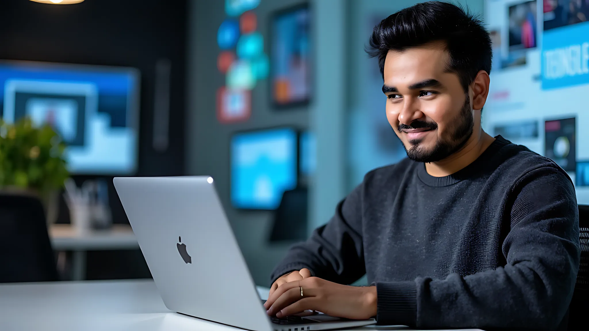 Person working in a laptop