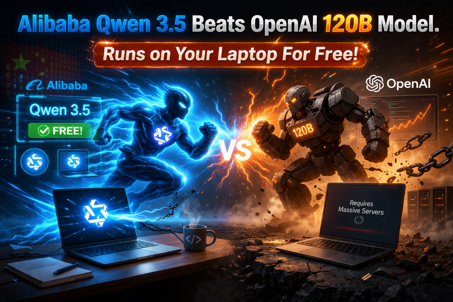 Alibaba Qwen 3.5 Beats OpenAI 120B Model. Runs on Your Laptop For Free!