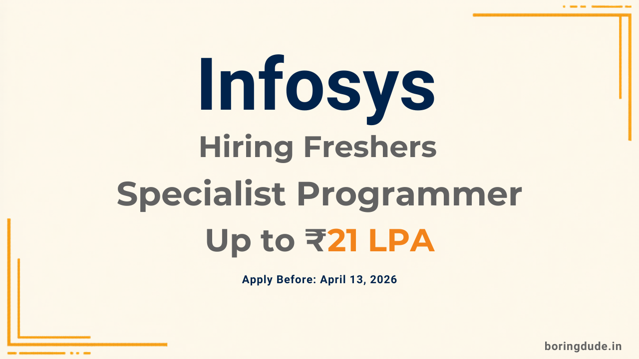 Infosys Hiring Freshers - Specialist Programmer and DSE 2026
